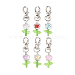 Подвесные украшения из прозрачного акрила и стекла в виде цветка&nbsp;HJEW-JM03275-01