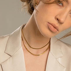 4 шт. латунные плоские ожерелья-змейки для женщин и мужчин&nbsp;NJEW-BBC0001-38