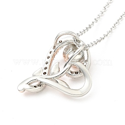 Прозрачное кубическое циркониевое сердце с кулоном в виде розы&nbsp;NJEW-F293-01A-RG