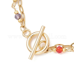 Mehrsträngige Armbänder aus Büroklammerkette aus Edelstahl 304 und Glasperlen für Damen&nbsp;BJEW-JB13557