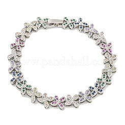 Gestellplattierung Messing Pavé Zirkonia Schmetterling Link Armbänder für Frauen&nbsp;BJEW-B110-05P