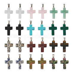 24 Stück 12 Stile natürliche und synthetische gemischte Edelsteinanhänger&nbsp;G-TA0001-38