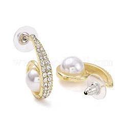 Boucles d'oreilles spirale avec perles d'imitation&nbsp;EJEW-C006-03
