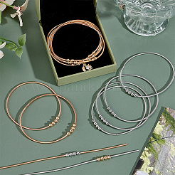 24шт 4-цветный регулируемый сплав пружинный эластичный браслет для женщин&nbsp;BJEW-PH0004-51