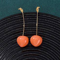 Серьги-гвоздики из латуни и смолы с фруктами&nbsp;EJEW-A140-03A-G