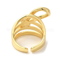 Открытые манжеты с бантом из латуни с микропаве и кубическим цирконием&nbsp;RJEW-U008-35G