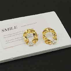 Boucles d'oreilles puces en acier inoxydable 304 et zircon cubique&nbsp;WG18948-01