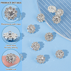 16 Stück Messing-Strass-Ösenknöpfe&nbsp;DIY-FG0006-14B
