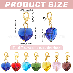 28 pendentif décoratif en verre à facettes en forme de cœur&nbsp;HJEW-PH02040