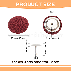 32 Satz 8 Farben Stoffkappe Nagelknopf&nbsp;DIY-BC0012-16