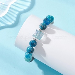 Pulseras elásticas de cuentas de piedra lunar arcoíris natural&nbsp;BJEW-TA00745