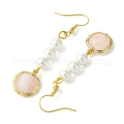 Orecchini pendenti con perle di conchiglia e quarzo rosa naturale&nbsp;EJEW-JE05995