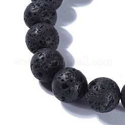 Braccialetti elasticizzati con perle di roccia lavica naturale&nbsp;BJEW-JB04173-14