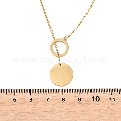 Verstellbare Lariat-Halsketten mit Münzanhänger aus Edelstahl 304&nbsp;NJEW-H093-01G