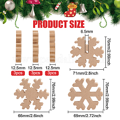 9 Stück 3 Stil Schneeflocke MDF Holz leere Display Dekorationen&nbsp;AJEW-BC0002-07