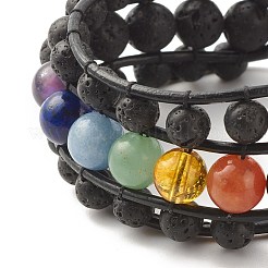 Bracelet en pierre de lave naturelle et pierres précieuses mélangées avec arbre de vie&nbsp;BJEW-JB07700