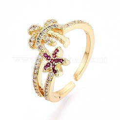 Манжеты из латуни с микро паве кубический цирконий для женщин&nbsp;KK-T071-56G