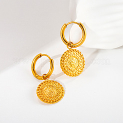 Плоские круглые серьги-кольца из нержавеющей стали 304&nbsp;FS-WG3F4ED-02