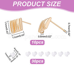 10 шт. ромбовидная латунная фурнитура для сережек-гвоздиков&nbsp;KK-AR0004-04