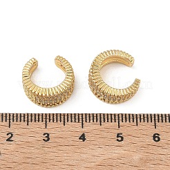 Boucles d'oreilles manchette en laiton en forme de C avec micro pavé de zircones cubiques transparentes&nbsp;EJEW-L316-01G-07