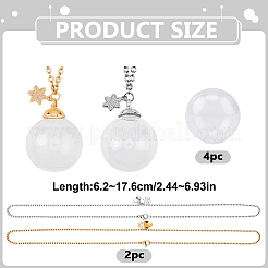 4 pièce de 2 couleurs de bouteille en verre ronde transparente en fourrure d'animal de compagnie pendentif souvenir colliers de chaîne en acier inoxydable 304&nbsp;NJEW-DR00033
