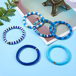 Set di bracciali elasticizzati in argilla polimerica fatti a mano con perline heishi&nbsp;BJEW-JB05902-04