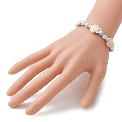 Verstellbare Armbänder aus geflochtenen Perlen aus synthetischem Türkis und natürlichem Howlith für Damen&nbsp;BJEW-JB13654