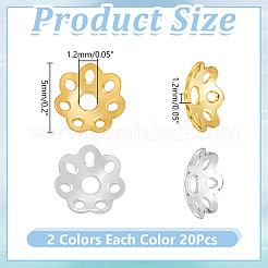 40 шт. 2 цвета 925 колпачка для бусин из стерлингового серебра&nbsp;STER-AR0001-27