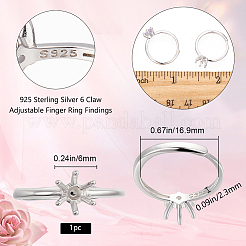 1 Stück: 925 verstellbare Ringbeschläge aus Sterlingsilber&nbsp;STER-BBC0006-01