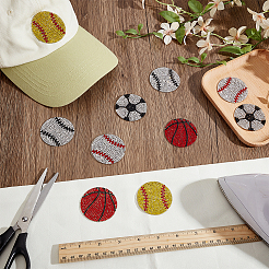 10 Stück 5 Stile Sportthema Glas Hotfix Strass&nbsp;DIY-NB0015-49