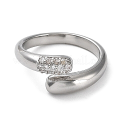 Стойка покрытие латунь микро паве кубический цирконий открытые манжеты кольца&nbsp;RJEW-Q777-12P