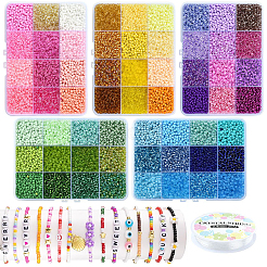 Наборы для изготовления браслетов из круглых стеклянных бусин своими руками&nbsp;DIY-YW0010-35