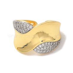 Кольца-манжеты из латуни с микро-паве и прозрачным циркониевым покрытием для женщин&nbsp;RJEW-G325-13A-GP