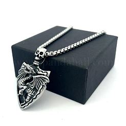 Винтажный кулон в виде черепа из нержавеющей стали 304 с подвеской в виде дракона для мужчин.&nbsp;IV2024