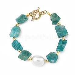 Bracciali di amazzonite naturale grezza e perle di conchiglia ovali&nbsp;BJEW-JB14389