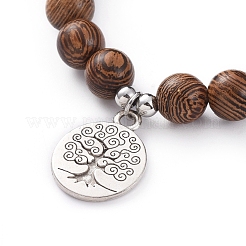Bracciali unisex perline in legno elasticizzato&nbsp;BJEW-JB04959-04