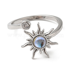 Вращающееся открытое кольцо «кошачий глаз» с фианитами&nbsp;RJEW-Q776-01G-03