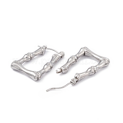 Orecchini a cerchio trapezoidali in bambù in acciaio inossidabile 304 anti-ossidazione per donna&nbsp;EJEW-B018-06P