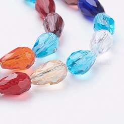 1 filo di perle di vetro a goccia sfaccettate&nbsp;X-EGLA-E010-8x12mm-03
