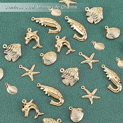 24 pièce 6 styles breloques en acier inoxydable 304&nbsp;STAS-UN0023-11