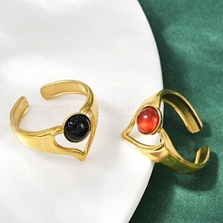 Кольца-манжеты из нержавеющей стали 316 с натуральными смешанными драгоценными камнями&nbsp;RJEW-Z098-01G-13