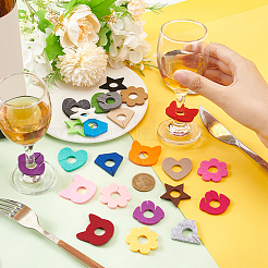 24 шт. 24 стиля фетровых подвесок для бокалов вина&nbsp;AJEW-BC0004-23