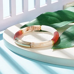 Braccialetto elasticizzato con perline in tubo curvo acrilico con pietra preziosa imitazione&nbsp;BJEW-JB07953