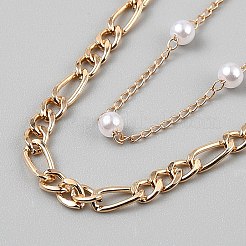 2 шт. 2 стиля железных цепей Фигаро и ремней с панцирными цепями&nbsp;IFIN-WH20816-001G