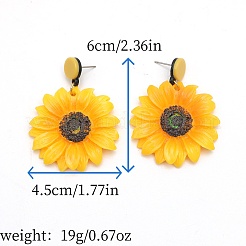 Акриловые серьги-гвоздики с подвесками в виде преувеличенного подсолнуха&nbsp;LS-VQ9913