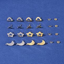 16 шт. 8 стиля фурнитуры для сережек-гвоздиков из нержавеющей стали 304&nbsp;STAS-FS0001-86