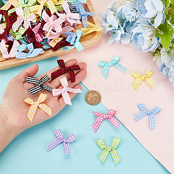 200 шт. 10-х цветные полиэстеровые ленты с узором «тартан» с бантами&nbsp;DIY-PH0013-86