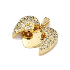 Pendentifs ouvrants en laiton micro pavé de zircones cubiques&nbsp;KK-Z143-04G-01