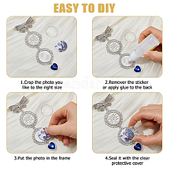 Ornements à suspendre pour bouquet de photos ronds et plats en alliage et verre de style tibétain&nbsp;DIY-WH0622-574P