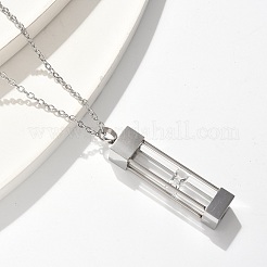 Стеклянные песочные часы прямоугольник питомец мемориал памятная урна прах кулон ожерелья&nbsp;NJEW-P326-01P